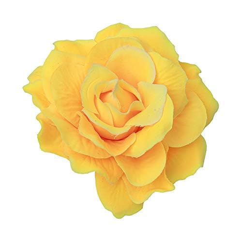 Magnetic Curtain Tiebacks, Rose Flower Tie Backs Rope for Curtains, Elegant 4 Pack Decorative Holdbacks Holders, Home Decor Thin or Sheer Window Drapries Bed Canopy (Yellow) - color: Yellow -4 Pack