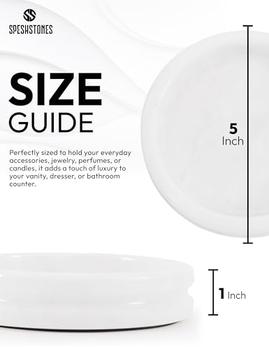 Marble Jewelry Dish, 5" Handmade White Ring Tray - color: White
