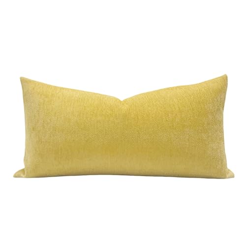 Slow Cow Chenille Lumbar Throw Pillow Cover 12 x 24 Inches Yellow - color: D-chenille Yellow, size: 24" x 12" (Pack of 1)