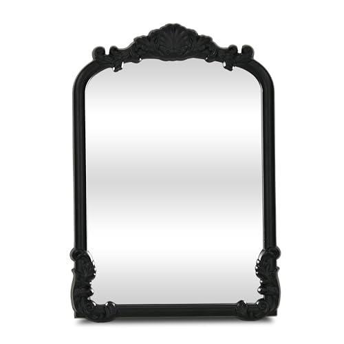 Briseis 11.75" Rectangular Table Mirror – Handcrafted Wooden Frame – Modern Minimalist Matte Black Finish – for Living Room Tabletop Decor - by Cheungs
