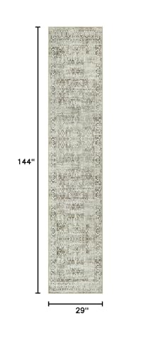 Morebes Vintage Long Runner Rug 2.5x12, Brown Distressed Non Slip Washable Hallway Runner, Soft Vintage Farmhouse Carpet Runner for Hallway 12ft Kitchen Entryway Laundry Room - color: Brown/Multi, size: 2.5' x 12' (Runner)