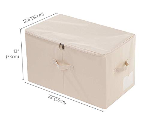2pcs Zip Lidded Wardrobe Blankets Organizer Storage Bins, Folding & Sturdy - color: Beige