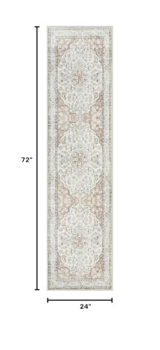 Lahome Oriental Kitchen Runner Rug,2x6 Washable Runners for Hallways Non-Slip Bathroom Rug Runner 6ft,Ultra-Thin Soft Indoor Rug Traditional Carpet Runner for Bedroom Laundry Room Helena Terracotta - color: Terracotta, size: 2' x 6' (Runner)