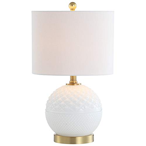 JONATHAN Y Julienne Hobnail Glass/Metal Table Lamp 20.5", White/Brass Gold