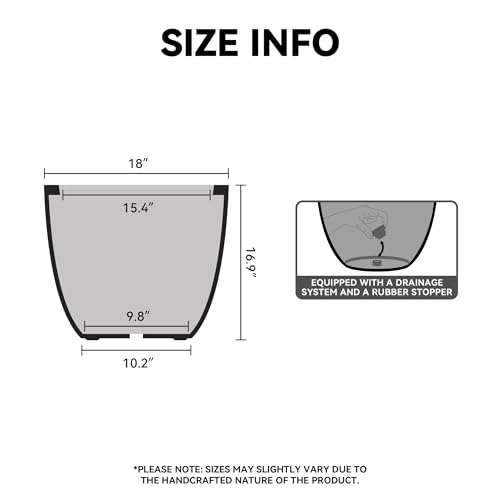 Kante White Concrete Planter 18" Dia All-Weather Round Large Pot - color: White, size: 18-Inch Dia