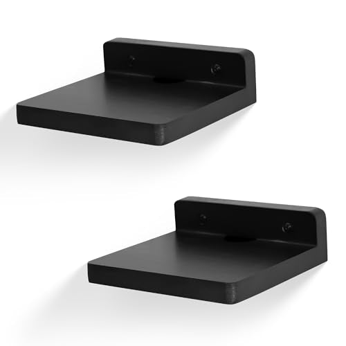 Small Floating Shelf with Cable Holes,5 Inch,Black,Set of 2 - color: Black, size: 5 Inch-2 Pcs