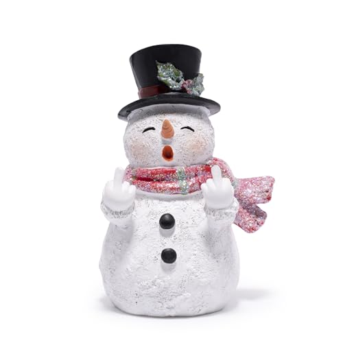 Hodao Christmas Snowman Figurine Decoration, Funny Winter Finger Statue - color: White-1