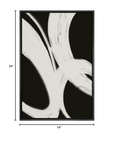 SIGNWIN Framed Canvas Print Wall Art Geometric Black Gray Loop Spiral Rings Abstract Shapes Illustrations Modern Art Minimal Relax/Calm Duotone Dark for Living Room, Bedroom, Office - 16"x24" Black - color: A004-2202-m11, size: 24"L x 16"W