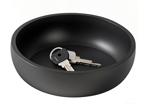 Large Concrete Key Bowl for Entryway Table - 7.9" Key Holder Bowl for Keys - color: Charcoal Black