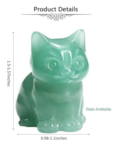 Jovivi Green Aventurine Cat Crystal Figurines Home Decor - color: Green Aventurine
