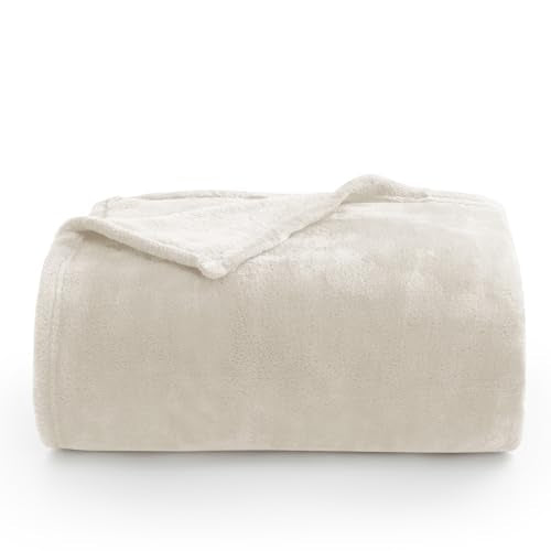 Elegant Throw Blanket for Couch & Sofa, All-Season Lightweight Fleece Blanket, Luxury Soft Cozy Fuzzy Throw for Her Him, White, 50 x 56 Inches