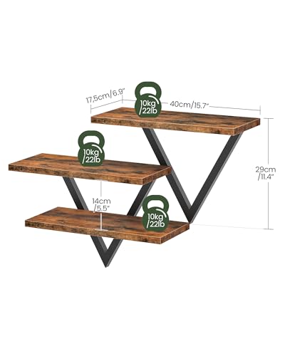CHOEZON Floating Shelves for Wall, Wall Shelf Set of 2, Hanging Bathroom Shelves, Wall Mounted Storage Shelves for Books & Decor, for Living Room Bedroom Bathroom Kitchen, Rustic Brown TBJ11BF