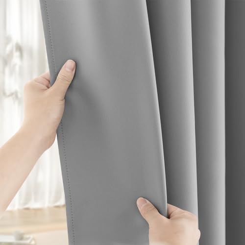Extra Long Grommet Blackout Curtains, 1 Panel, Gray, W52 x L204 - color: Grey, size: 52"W x 204"L (Pack of 1)