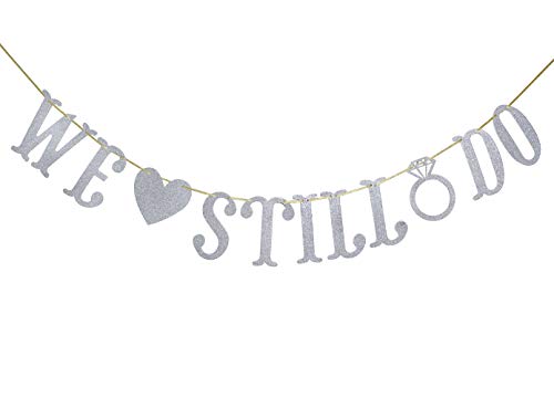 Qttier We Still Do Banner, Silver Glitter - color: Silver