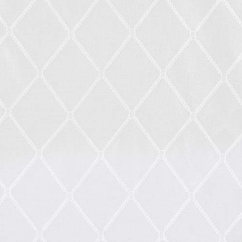 Madison Park Embroidered Diamond Irina Sheer Curtain 50x95 White/Grey - color: White/Grey, size: 50"W x 95"L (Pack of 1)