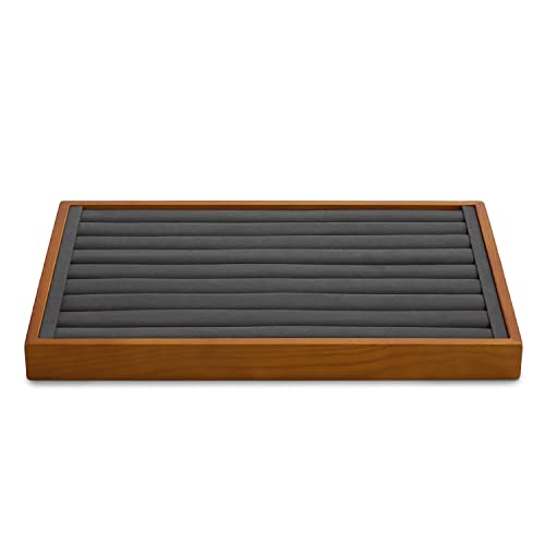 Oirlv Solid Wood Jewelry Tray Ring Earring Display Showcase Jewelry Organizer - color: Grey ring tray