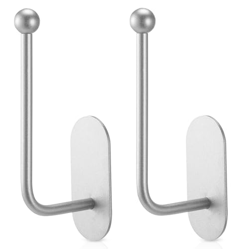 CroBlissful 2 Pcs Adhesive Curtain Holdbacks No Drill Window Hook,Silver - color: Silver