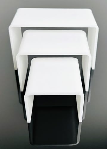 Tiered Acrylic Display Risers – 3pc Set (2", 3", 4") Cube Stands for Crafts, Collectibles & Decor (White) - color: White