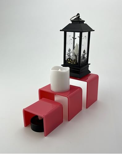 Tiered Acrylic Display Risers – 3pc Set (2", 3", 4") Cube Stands for Crafts, Collectibles & Decor (Pink) - color: Pink