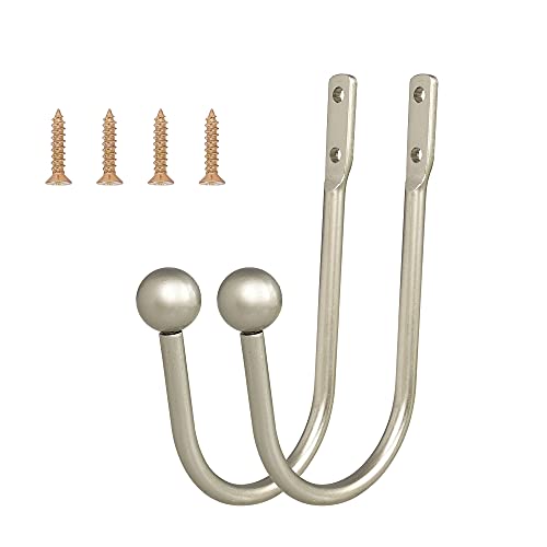 Curtain Holdback, 4 Pcs Wall Mounted Drapery Tiebacks with Screws, Heavy Duty Metal Decorative Window Drapery Holder Curtain Hook, Silver - color: 4 Pcs, Silver