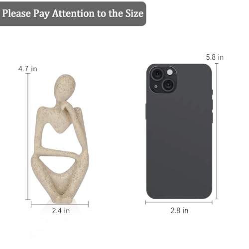 Sandstone Resin Thinker Statue Style Abstract Sculpture, Sandstone, Right - color: Sandstone, size: Right 1pc