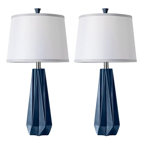 WIHTU 27'' Navy Blue Resin Table Lamps, Desk Lamps with 3 Color Temperature - color: Blue