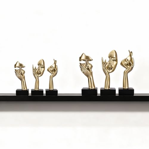 3 Pcs Thinker Large Statue Set - Black Glod Art Abstract Home Accent Figurines for Living Room, Bedroom, Shelves, Office Desktop, Coffee Table Decor, Gift for Women (3 Pcs Black Glod, 9") - color: 3 Pcs Gold, size: 9"