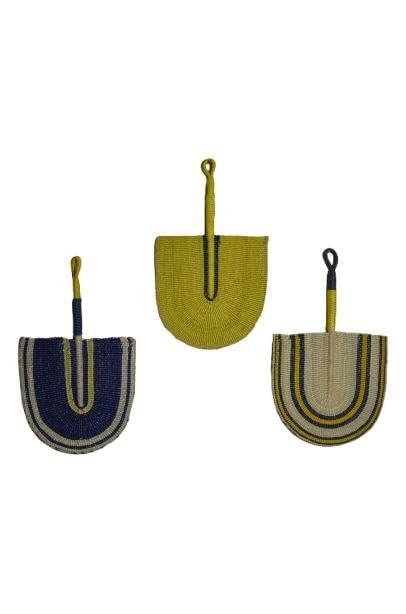 Set of 3 Woven Sisal Hand Fans – African Wall Decor, Boho Home Accent, Handmade Natural Fiber Basket Wall Art Hanging for Living Room and Bedroom (Trio)