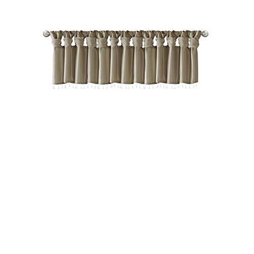 Madison Park Faux Silk Valances for Windows with Beads, 50x26 Pewter - color: Pewter, size: 50"W x 26"L (Pack of 1), style: Valance