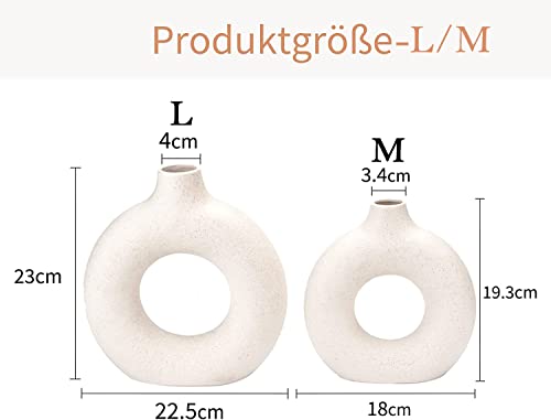 CEMABT Vases for Pampas Grass,2PC Creative Vase Modern Home Decor,Handmade Vase White Ceramic Dried Flowers Crafts Ornaments for Office Home Deco Decoration,Vase Beige - color: White, size: 2-Piece Set