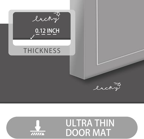 Ultra Thin Indoor Door Mat, 1/10 in Thin Door Mats for Inside Entry - color: Dark Grey(lucky), size: 1'5" x 2'6" (Rectangular)