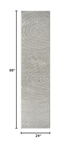 LUXE WEAVERS Modern Geometric Wave Gray 2x8 Area Rug - color: Grey, size: 2' x 8' (Runner)