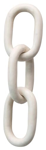 Bloomingville 13" L Decorative Marble Chain Link Figurine - color: White