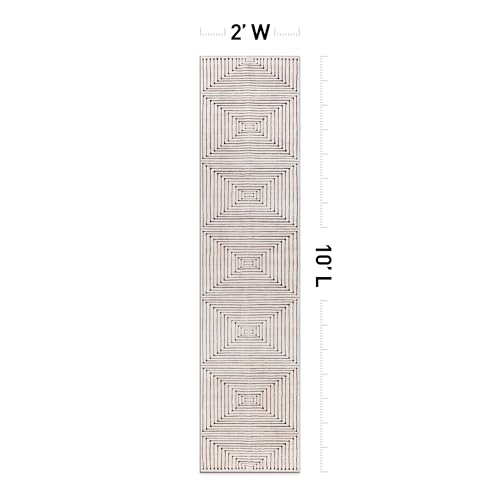 Rugshop Bohemian Stripes Non-Slip Washable Runner Rug Beige 2' x 10' - color: Beige, size: 2' x 10' (Rectangular)