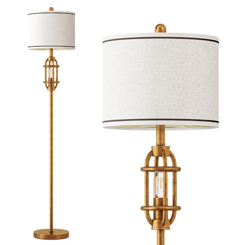 Floor Lamps for Living Room, 62.5'' Farmhouse Tall Lamp with 2 Light Source - color: Gold