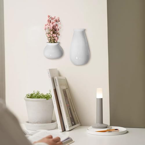 White Ceramic Wall Planters, Set of 2, 10.6 Inch, Flared Design - color: 2pcs-small & Large