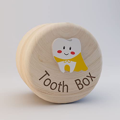 Tooth Box 3D Carved Wooden Box for Kids, Cute Children Tooth Container Box - color: Cloak