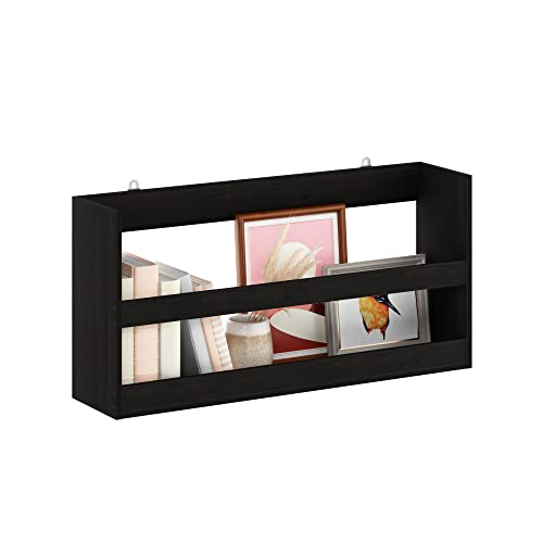 Furinno HERMITE Floating Nursery Book Shelves for Wall, Espresso - color: Espresso, size: Rectangle, Set of 1