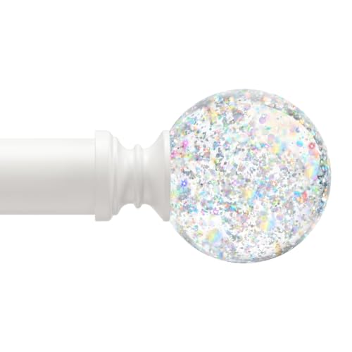 TVWOO White Rainbow Curtain Rods Adjustable Heavy Duty Crystal Ball,36-88" - color: White, size: 36-88" ( 1pack )