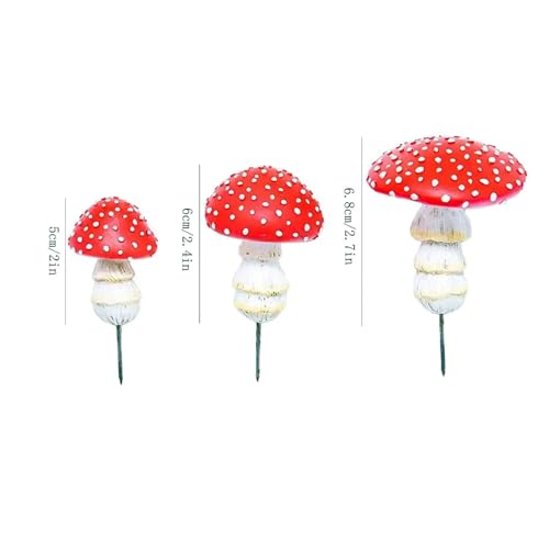 OwMell Set of 3 Glow in The Dark Mushroom Statues Outdoor Garden Deco - style: 3x Garden Stakes
