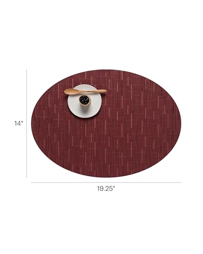 Chilewich Bamboo Placemats Set of 4, Woven Oval Placemats - color: Cranberry, size: 14"x19.25"