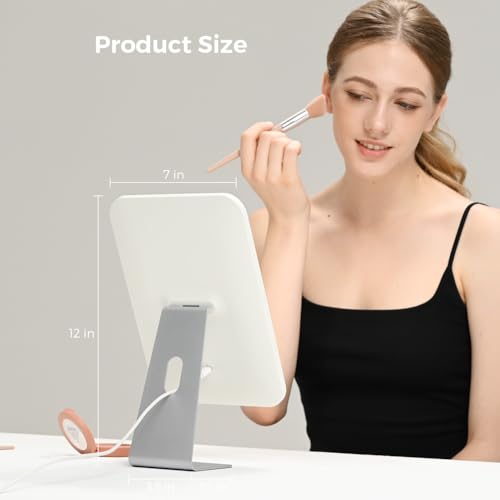 NEZZOE Lighted Makeup Mirror, 2000mAh Battery, 12" x 7" - color: 12"x7" White