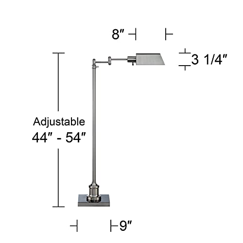 Jenson Brushed Nickel Adjustable Swing Arm Pharmacy 54" Tall Floor Lamp - color: Silver Brushed Nickel