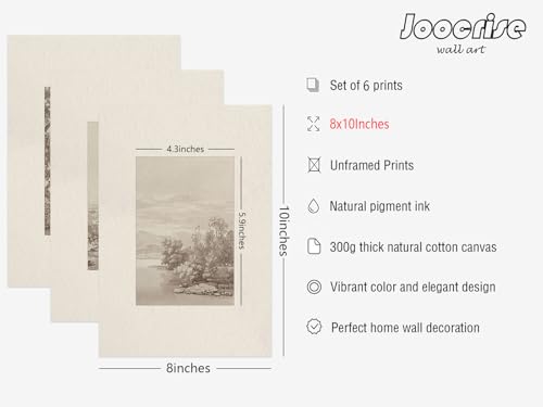 Joocrise Neutral Wall Art Decor Set of 6 Vintage Canvas Wall Art Rustic Farmhouse Wall Art Botanical Prints Country Pictures Neutral Vintage Artwork for Living Room Bedroom 8x10 Inch Unframed - color: Neutral Vintage Prints, size: 10"L x 8"W