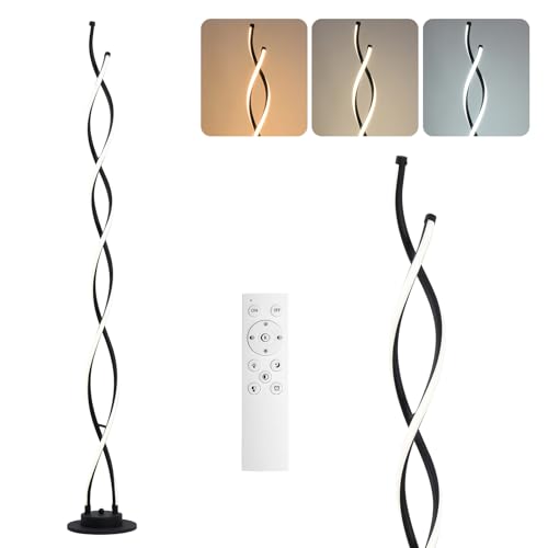 Modern Floor Lamps for Living Room Black 3‑Color Remote Dimmable - color: Black