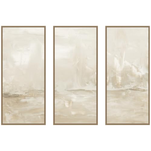 Kate and Laurel Dawning Abstract Panel 3 Piece Framed Canvas Wall Art Set by Naomi Hink NLS Design, Sylvie Dark Gold Modern Contemporary, Abstract Art for Wall Decor