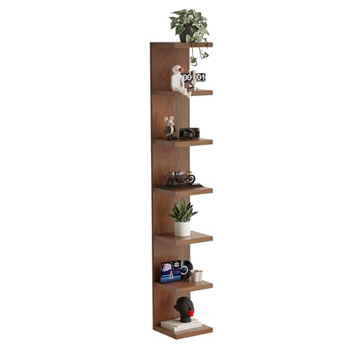 LitaEther Wood Wall Shelf Units,7 Tier Lack Floating Shelves,Rustic Bookshelf for Home, Bedroom, Living Room - color: Solid Wood, size: 7 Tier