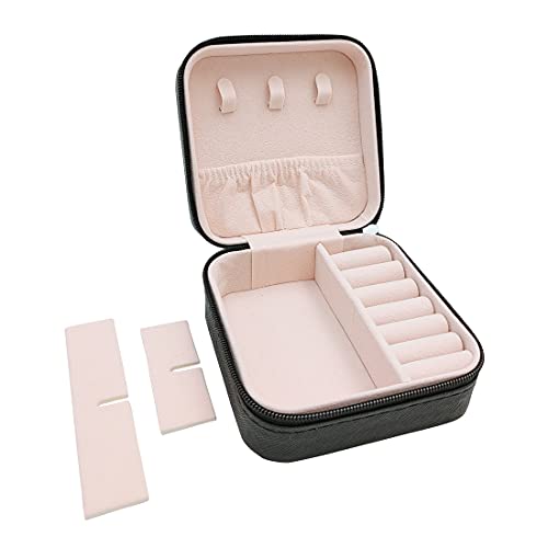 TRODANCE Mini Jewelry Case, Small Travel Jewelry Organizer, Portable Jewelry Box Storage Display Box For Rings, Earrings, Necklaces (Black-4pcs) - color: 4 packs - Black