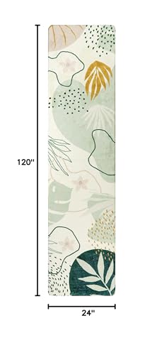 Lahome Green Runner Rugs for Hallway 2x10, Extra Long Washable Non-Slip Kitchen Rug Lightweight Stair Carpet Runner, Boho Botanical Print Soft Entrance Bath Laundry Living Room 2' x 10' - color: Green, size: 2' x 10' Runner