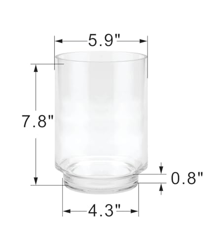 6" Wide Clear Glass Hurricane Candle Holder with Pedestal, Footed Decorative Vase for Pillar Candles, Cylinder Candleholder, Clear Glass Vase, for Mantels, Tabletops, Centerpieces, Entryways, Shelves - size: 6"x8"
